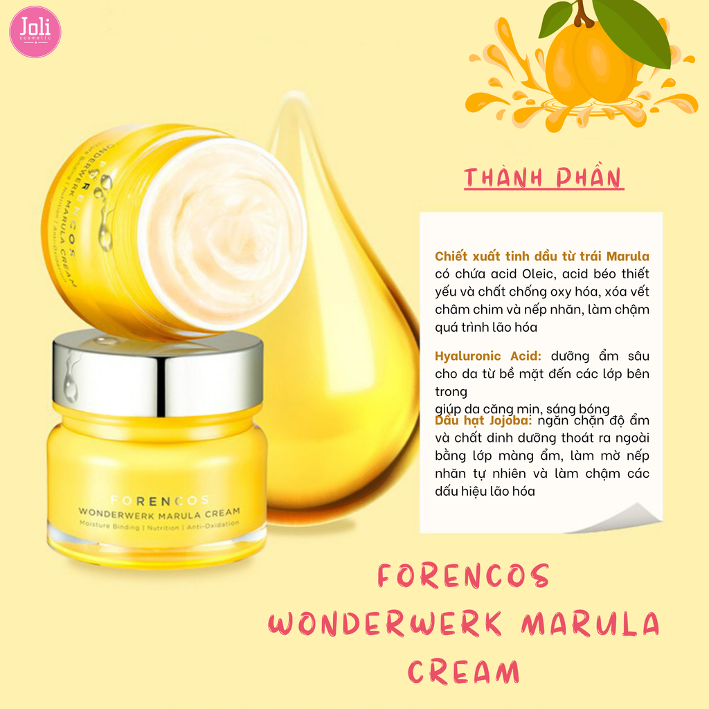 Kem Dưỡng Ẩm Trắng Da Ngăn Ngừa Lão Hóa Da Ban Đêm Forencos Wonderwerk Marula Cream