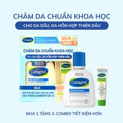 Combo Sữa Rửa Mặt Cetaphil Oily Skin Cleanser 125ml + Kem Chống Nắng Cetaphil Daily Defense Cream 10g