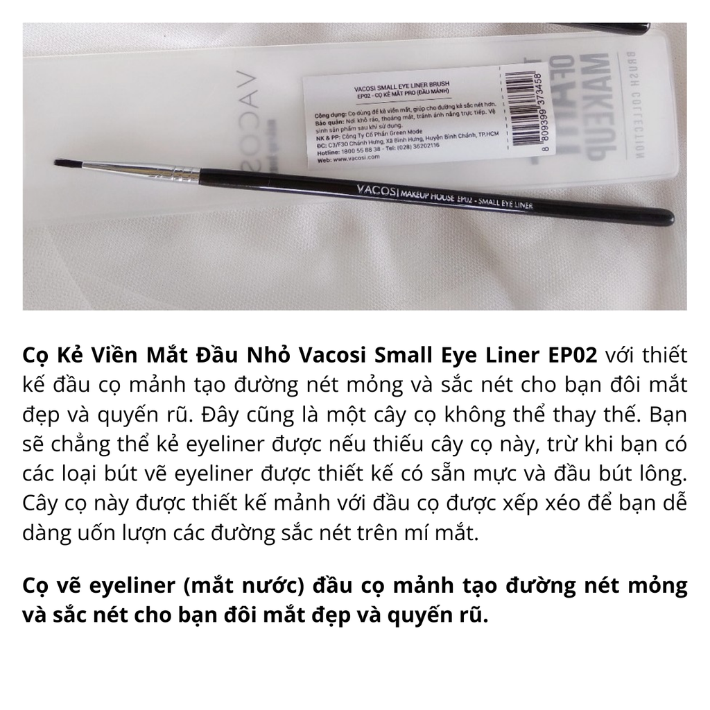Cọ Kẻ Viền Mắt Đầu Nhỏ Vacosi EP02 Small Eye Liner