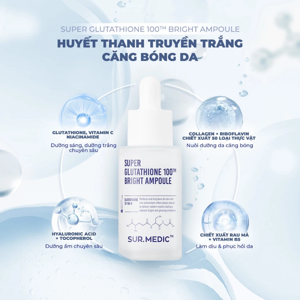 Tinh Chất Dưỡng Trắng Sur.Medic+ Glutathione 100 Bright Ampoule 32ml