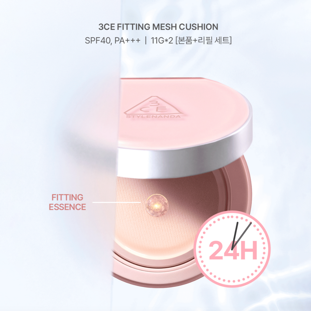 Phấn Nước 3CE Fitting Mesh Cushion Refill Set SPF40 PA+++ 11gx2 (tặng kèm lõi)