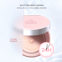 Phấn Nước 3CE Fitting Mesh Cushion Refill Set SPF40 PA+++ 11gx2 (tặng kèm lõi)