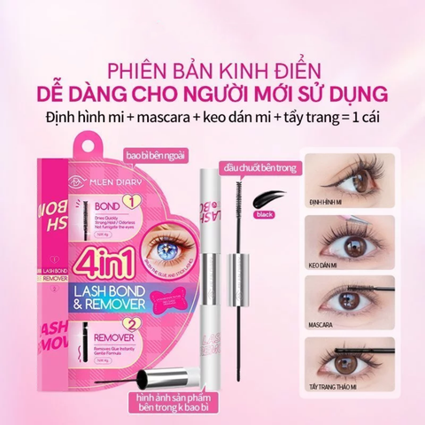 Mascara Keo Dán Mi 2 Đầu 4 Trong 1 Mlen Diary 8g