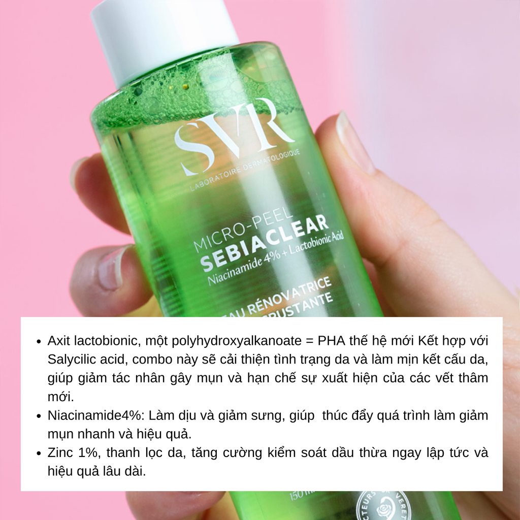[Combo 2 Chai] Nước Hoa Hồng Cho Da Dầu Mụn SVR Sebiaclear Micro Peel (150ml x 2 )