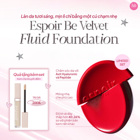 Kem Nền Espoir Be Velvet Fluid Foundation 30g + Tặng Che Khuyết Điểm Espoir