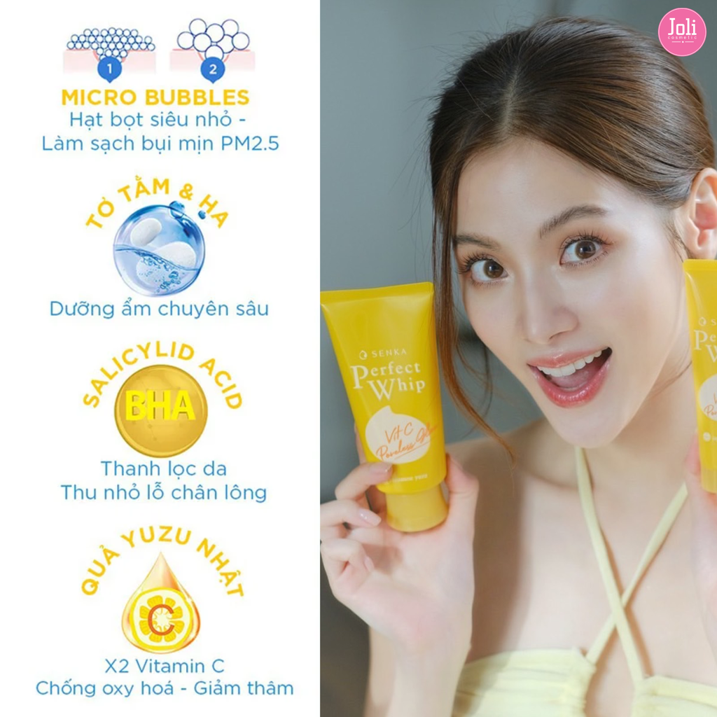Sữa Rửa Mặt Dưỡng Sáng Mờ Thâm Senka Vit C Perfect Whip 100g