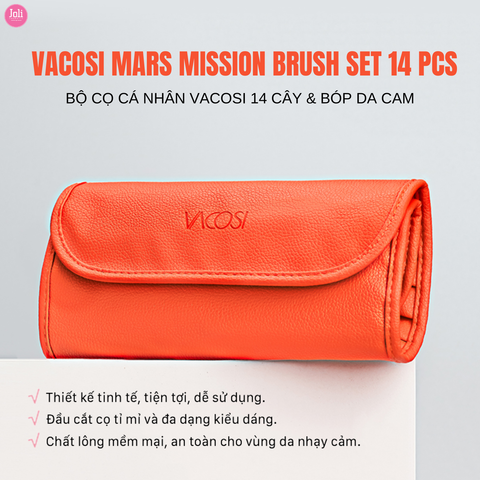 Bộ Cọ 14 Cây Kèm Bóp Da Cam Vacosi BC36 Mars Mission Brush Set