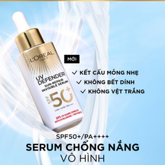 Tinh Chất Chống Nắng Loreal UV Defender Sun-Repair Invisible Serum SPF 50+ PA++++ 30ml