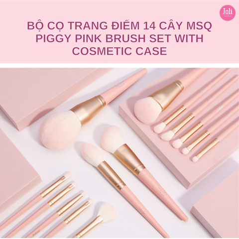 Bộ Cọ Trang Điểm 14 Cây MSQ Piggy Pink Brush Set With Cosmetic Case