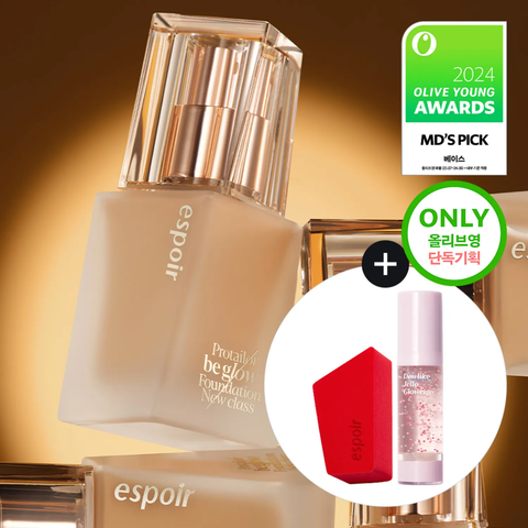 Kem Nền Espoir Be Glow Foundation Set SPF27 PA++ 30g (tặng kem lót Glowrizer Mini + Mút tán nền Fitting Sponge Handy)