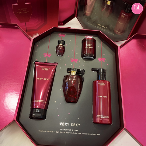 Set Nước Hoa Victoria’s Secret Very Sexy Glamorous & Luxe 5 Món (EDP 100ml +7.5ml, Candle 56g, Lotion 250ml, Wash 200ml)