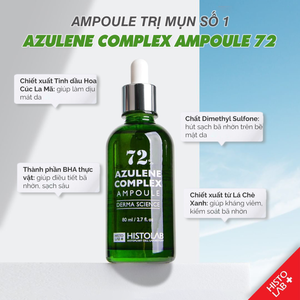 Tinh Chất Giảm Mụn Histolab 72% Azulene Complex Ampoule Derma Science 50ml