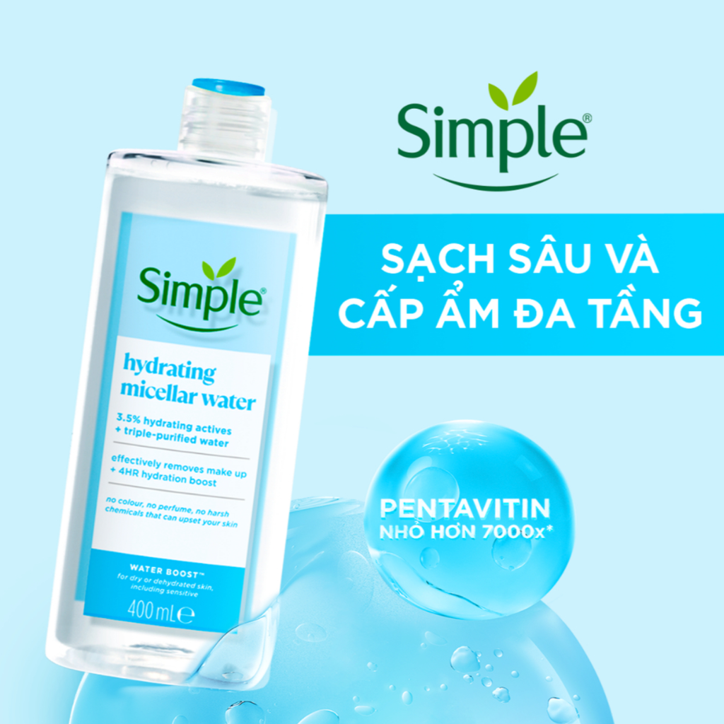 Nước Tẩy Trang Cấp Ẩm Cho Da Khô Simple Water Boost Hydrating Micellar Water 400ml