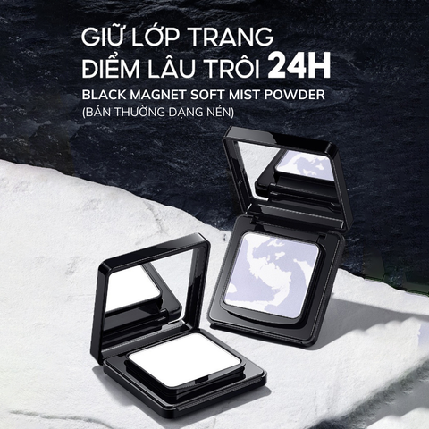 Phấn Phủ Dạng Nén Cho Da Khô Carslan Black Magnet Soft Mist Powder 8g