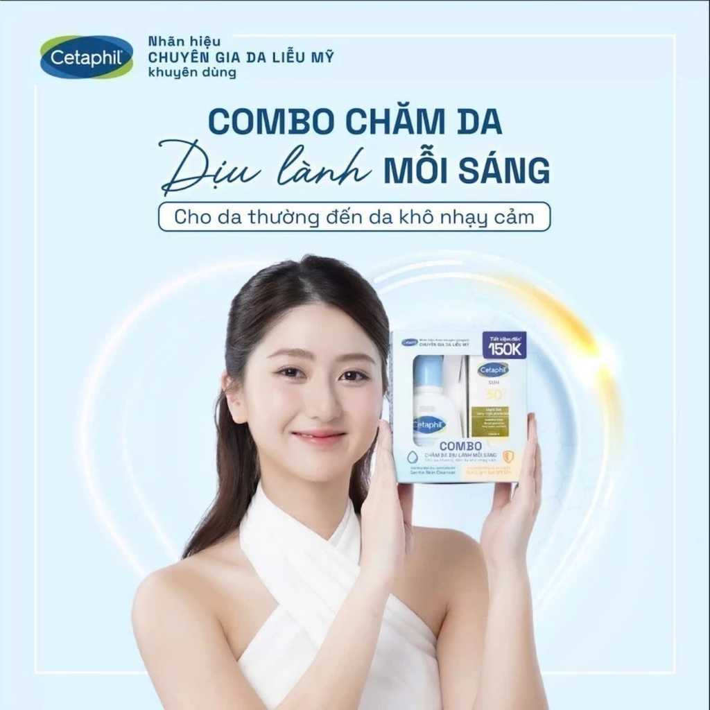 Combo Sữa Rửa Mặt Cetaphil Gentle Skin Cleanser 125ml + Gel Chống Nắng Sun SPF50+ Light Gel 50ml