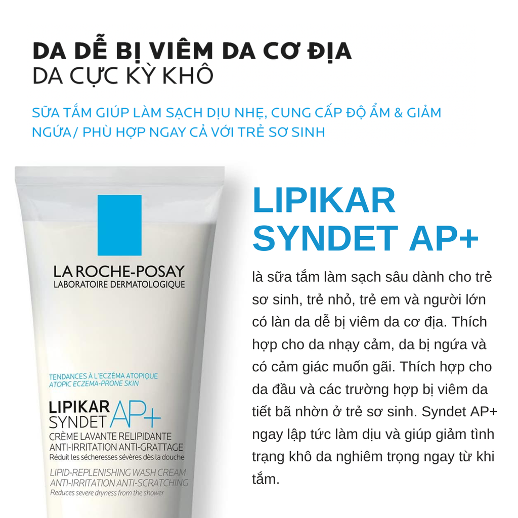 Sữa Rửa Mặt Và Tắm La Roche-Posay Lipikar Syndet AP+ 200ml