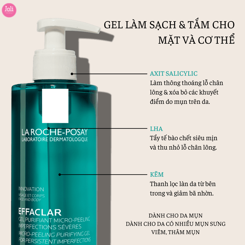 Gel Rửa Mặt & Tắm Làm Sạch Giảm Mụn La Roche-Posay Effaclar Micro-Peeling Purifying Gel 400ml