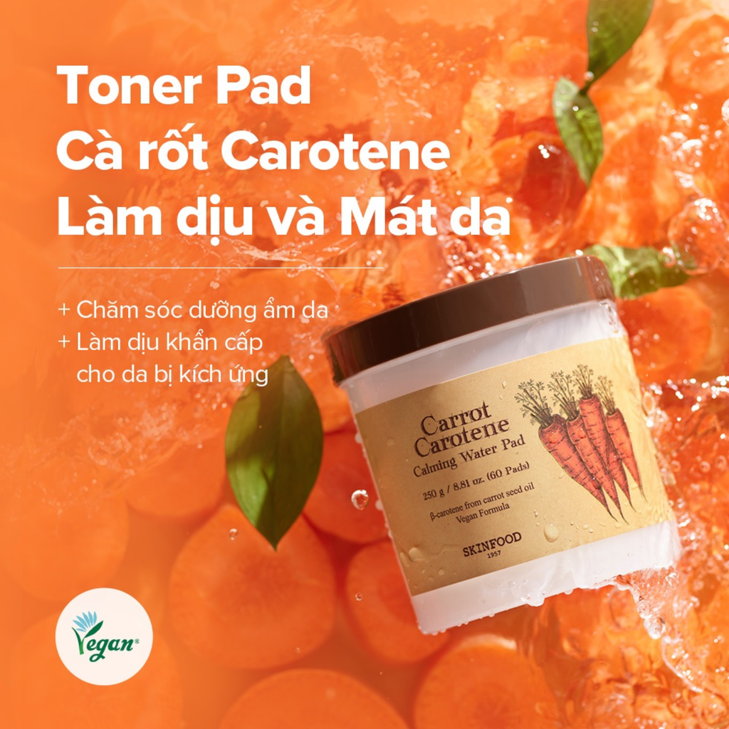Nước Hoa Hồng Dạng Miếng Skinfood Carrot Carotene Calming Water Pad 250g