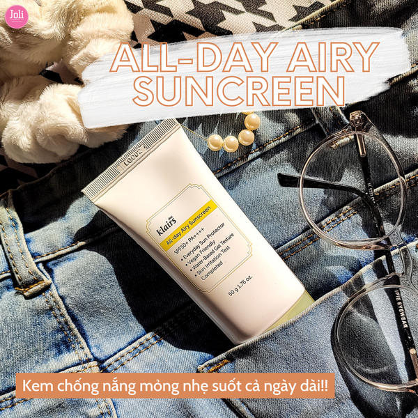 Kem Chống Nắng Ẩm Mượt Làm Dịu Da Klairs All-day Airy Sunscreen SPF50 PA 50g