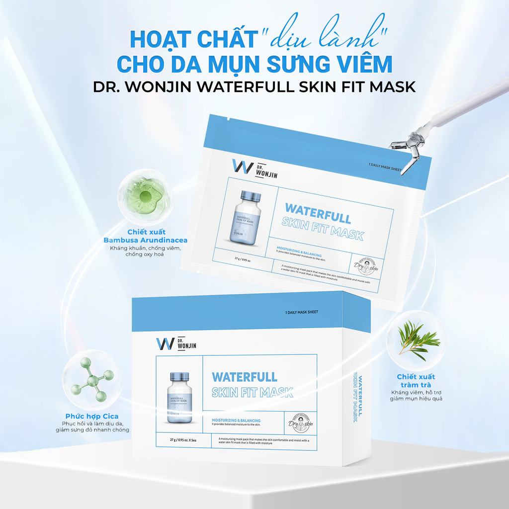 Mặt Nạ Giúp Giảm Sưng Viêm Mụn WonJin Waterfull Skin Fit Mask 27g