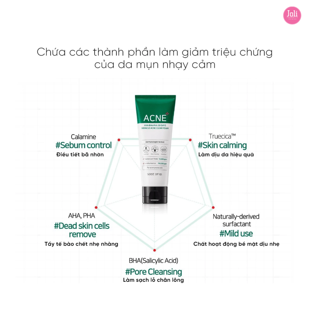 Sữa Rửa Mặt Cho Da Mụn Some By Mi AHA-BHA-PHA 30 Days Miracle Acne Clear Foam 100ml