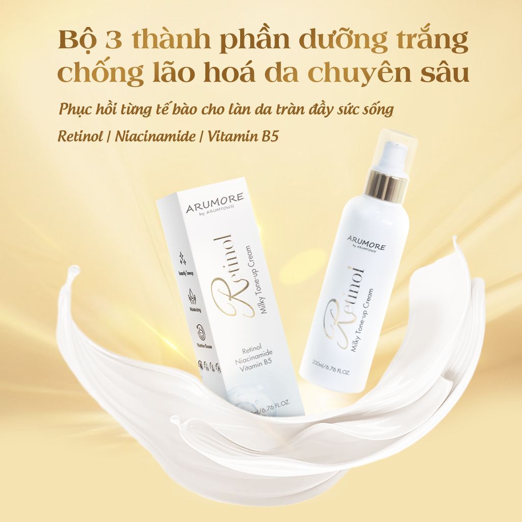 Kem Dưỡng Trắng Da Body Arumore Retinol Milky Tone-up Cream 200ml