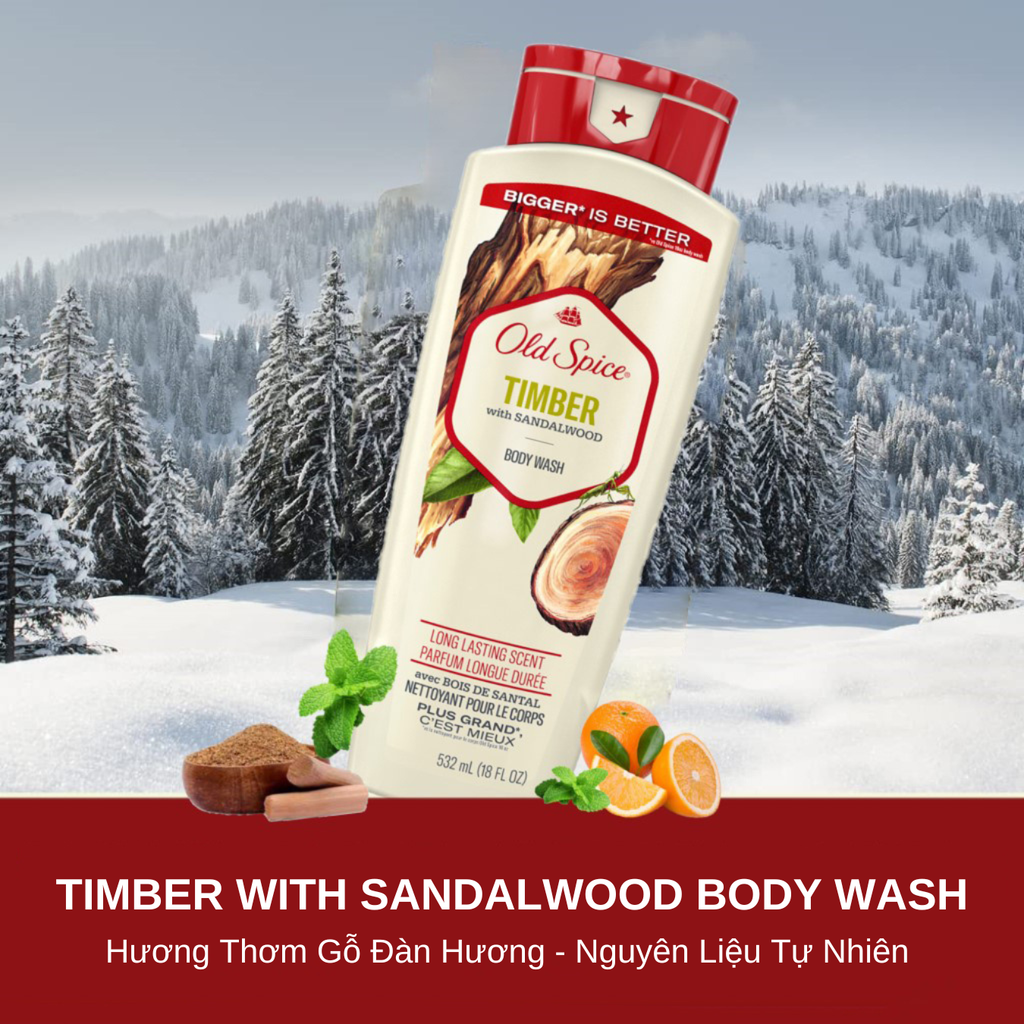 Sữa Tắm Old Spice Timber With Sandalwood Body Wash 532ml