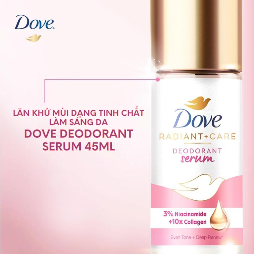 Lăn Khử Mùi Dạng Tinh Chất Làm Sáng Da Dove 3% Niacinamide + 10X Collagen Deodorant Serum 45ml