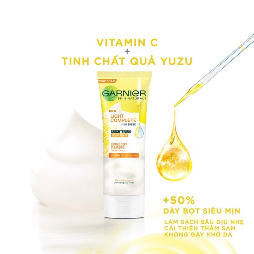 Sữa Rửa Mặt Dưỡng Sáng Da Garnier Light Complete Vitamin C Whip Foam 100ml