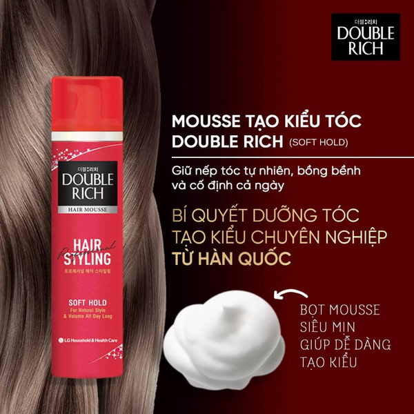 Xịt Tạo Kiểu Tóc Giữ Tóc Cố Định Double Rich Hair Mousse 150ml