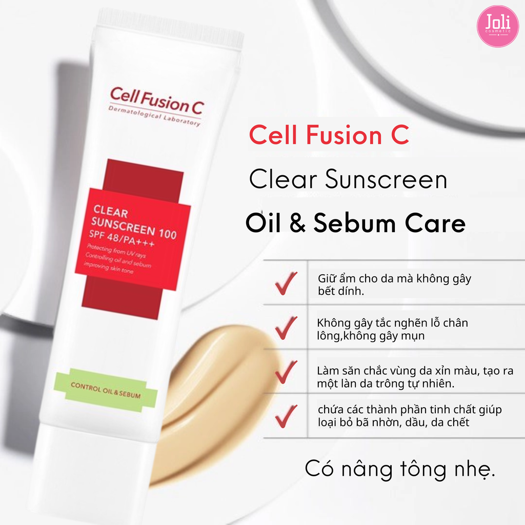 Kem Chống Nắng Cho Da Dầu Mụn Cell Fusion C Clear Sunscreen 100 SPF48 PA+++ 50ml