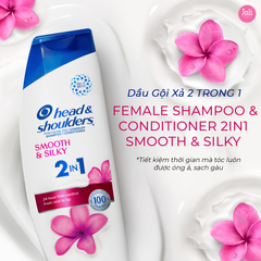 Dầu Gội & Xả Suôn Mềm Óng Mượt Head & Shoulders Pyrithione Zinz Dandruff Smooth & Silky 2in1 370ml