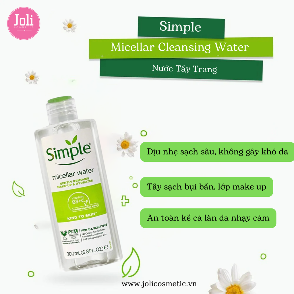 Nước Tẩy Trang Simple Kind To Skin Micellar Cleansing Water