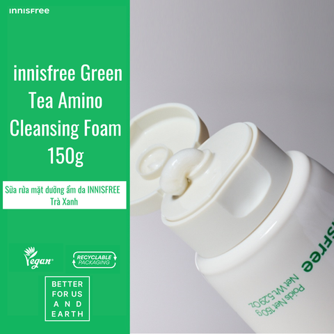 Sữa Rửa Mặt Dưỡng Ẩm Chiết Xuất Trà Xanh innisfree Green Tea Amino Hydrating Cleansing Foam 150g