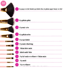 Bộ Cọ Trang Điểm 11 Cây BH Cosmetics Dot Collection Piece Pink A Dot Brush Sets