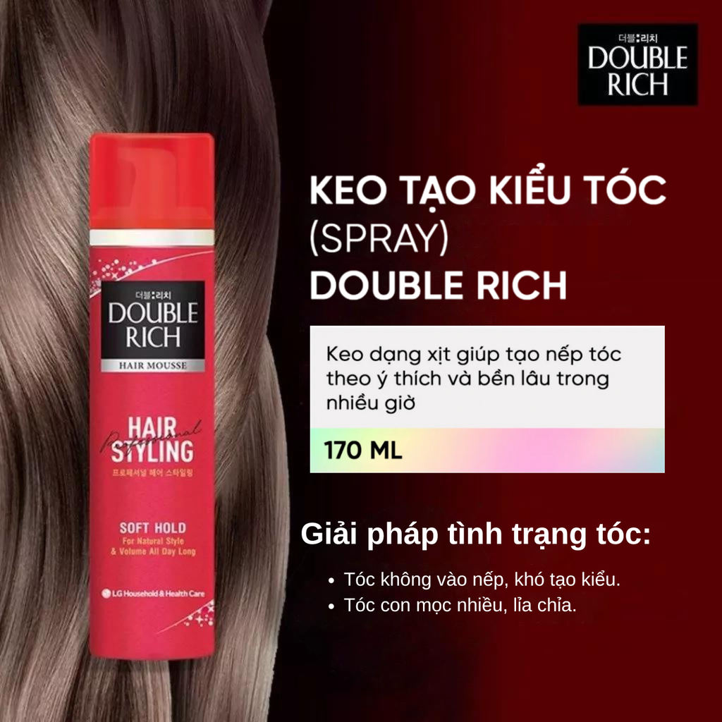 Xịt Tạo Kiểu Tóc Giữ Tóc Cố Định Double Rich Hair Spray Strong Hold 170ml