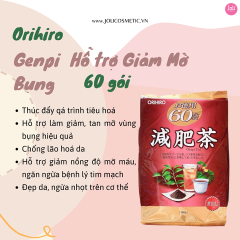 Trà Giảm Mỡ Bụng Genpi Orihiro 3g x 60Gói 180g