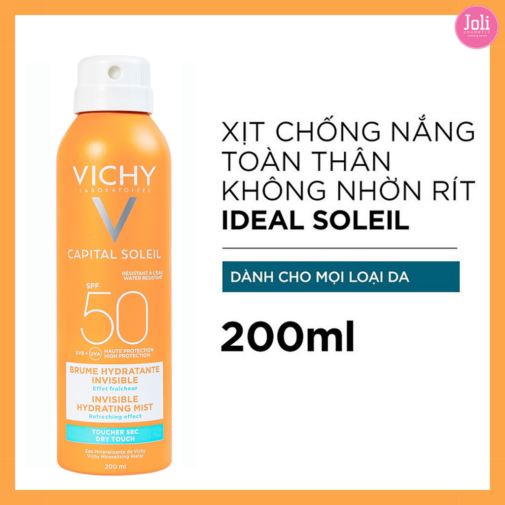 Xịt Chống Nắng Vichy Ideal Soleil Invisible Hydrating Mist SPF 50 PA+++ UVB + UVA 200ml