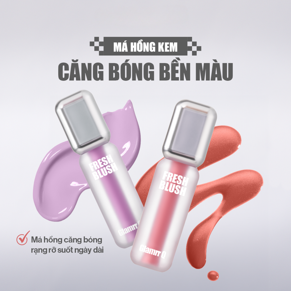 Má Hồng Kem Căng Bóng Glamrr Q Glow Lasting Fresh Blush 3.8g