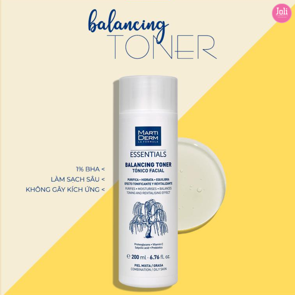 Nước Hoa Hồng Dưỡng Ẩm Cho Da Dầu MartiDerm Essentials Balancing Toner 200ml