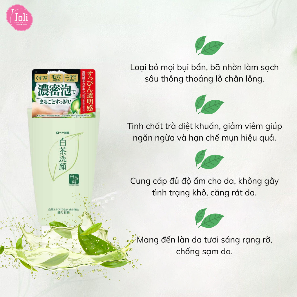 Sữa Rửa Mặt Chiết Xuất Trà Xanh Shirochasou Rohto White Tea Face Wash 120g