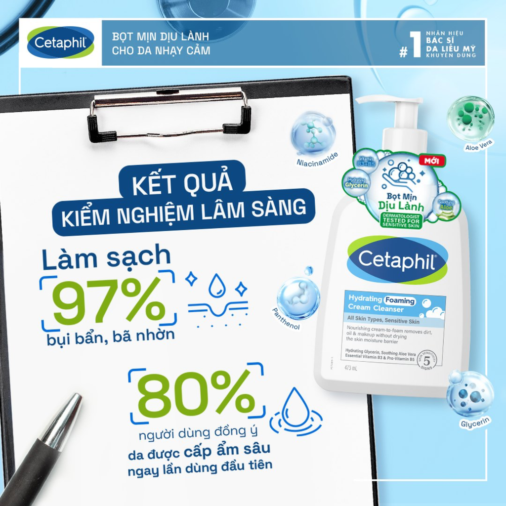 Sữa Rửa Mặt Tạo Bọt Cho Da Nhạy Cảm Cetaphil Hydrating Foaming Cream Cleanser