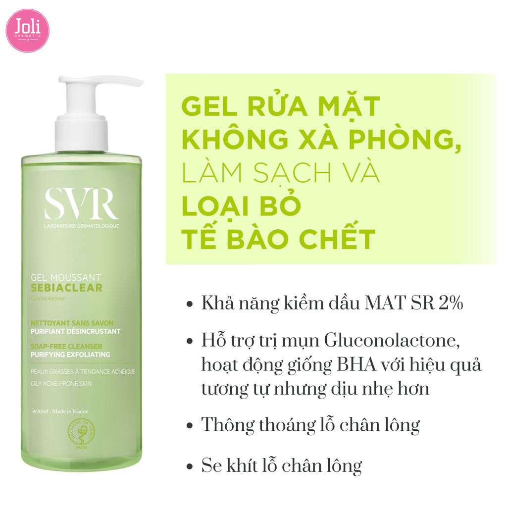 Gel Rửa Mặt Cho Da Dầu SVR Sebiaclear Gel Moussant