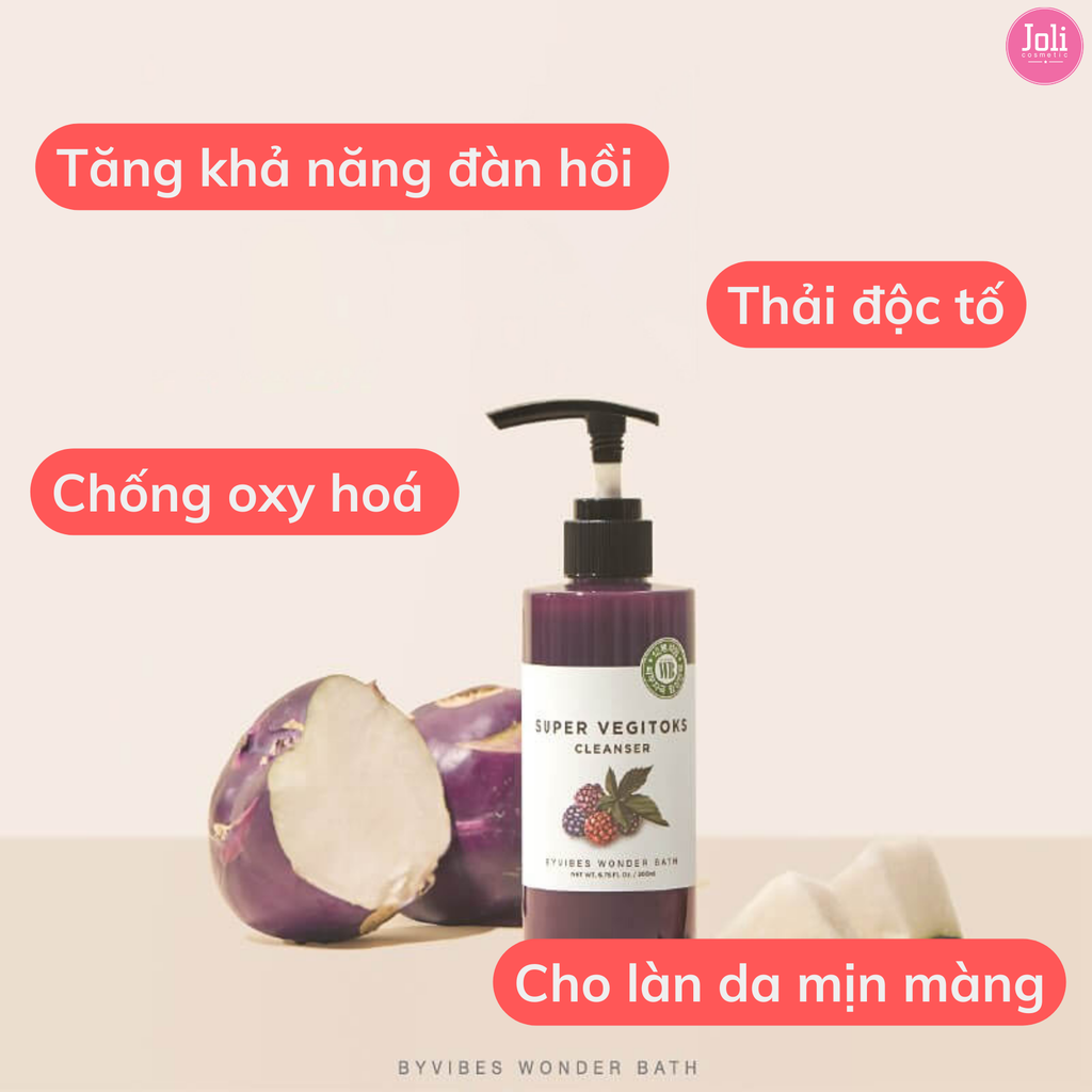 Sữa Rửa Mặt Làm Săn Chắc Da Byvibes Wonder Bath Super Vegitoks Cleanser Purple 300ml