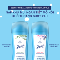 Sáp Khử Mùi Ngăn Tiết Mồ Hôi Secret pH Balanced 24H Invisible Sold Antiperspirant Deodorant 73g