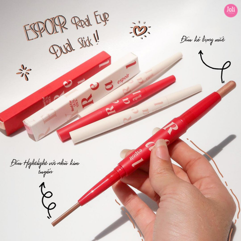 Bút Kẻ Mắt & Hightlight Có Nhũ Espoir Real Eye Dual Stick