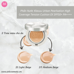 Phấn Nước Klavuu Urban Pearlsation High Coverage Tension Cushion EX SPF50+ PA++++ (Tặng kèm lõi)