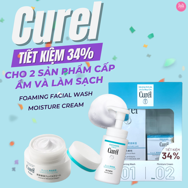 Bộ Đôi Làm Sạch Và Dưỡng Ẩm Chuyên Sâu Curel Intensive Moisture Care (Moisture Facial Cream 40g Foaming Facial Wash 150ml)