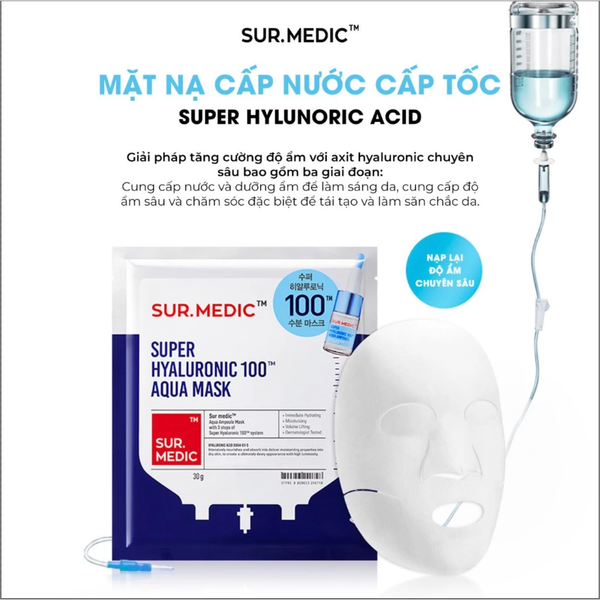 Mặt Nạ Cấp Ẩm Sur.Medic Super Hyaluronic 100 Aqua Mask 30g