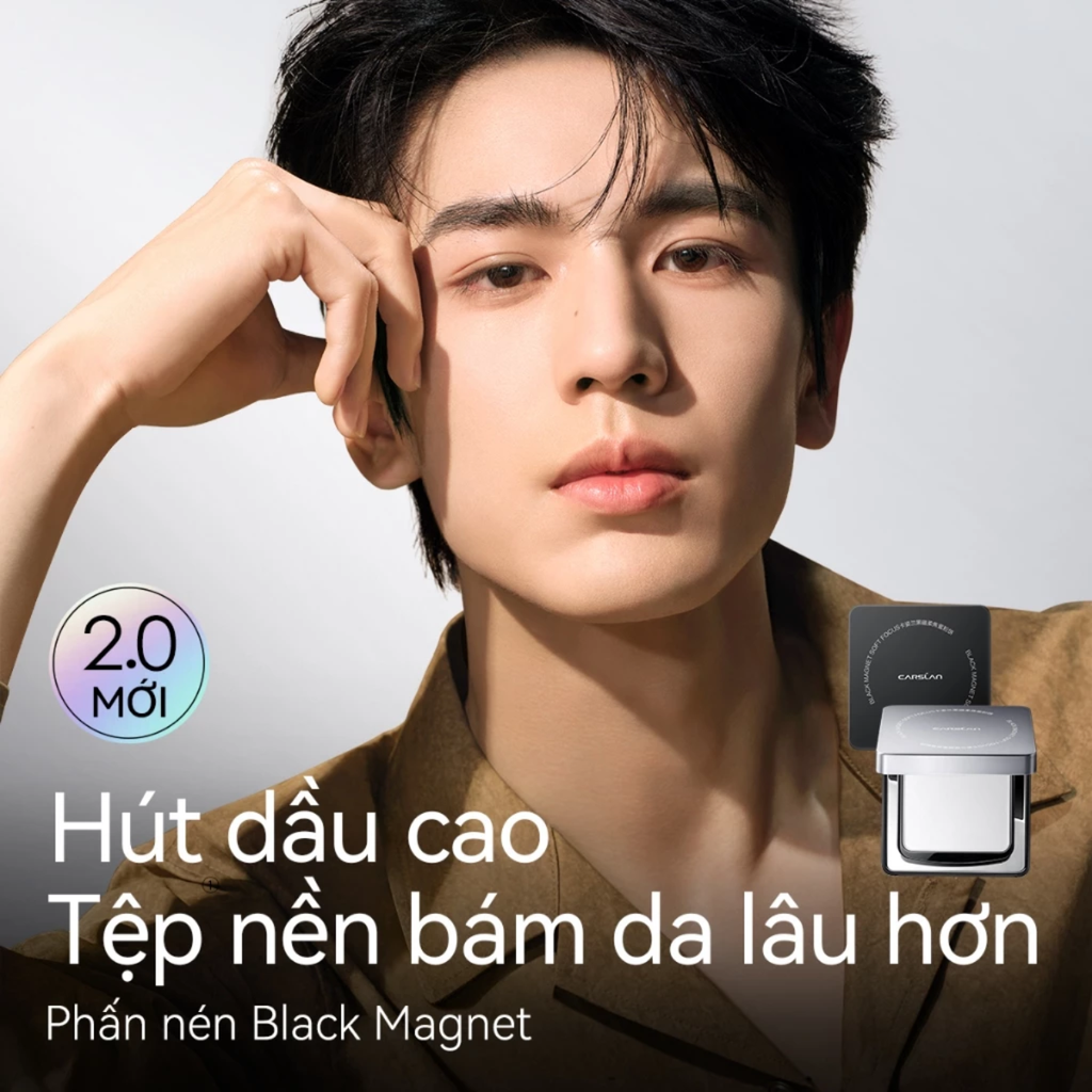Phấn Phủ Dạng Nén Kiềm Dầu Carslan 2.0 Black Magnet Soft Focus Powder 8g